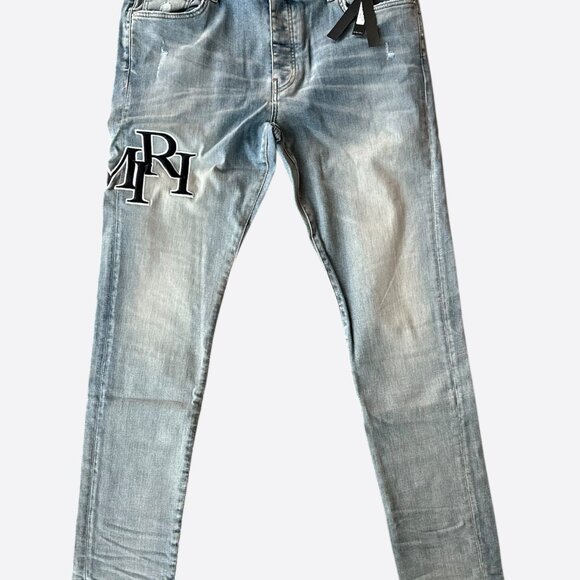 Amiri Vintage Indigo Staggered Logo Jeans - Picture 1 of 5
